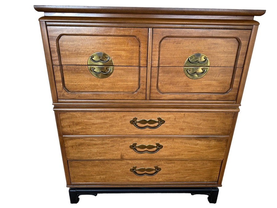 Mid-Century Chinoiserie Chest Of Drawers Highboy Dresser 40W X 20D X 47H By Basset Furniture [Photo 1]