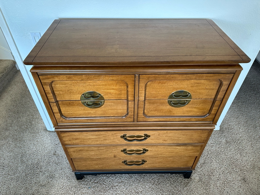 Mid-Century Chinoiserie Chest Of Drawers Highboy Dresser 40W X 20D X 47H By Basset Furniture [Photo 5]
