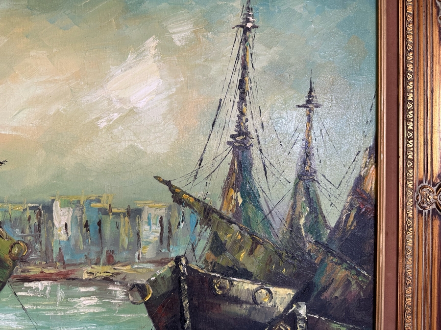 Original Mid-Century Oil Painting On Canvas 36 X 24 Framed 46 X 34 Signed Wilson [Photo 10]