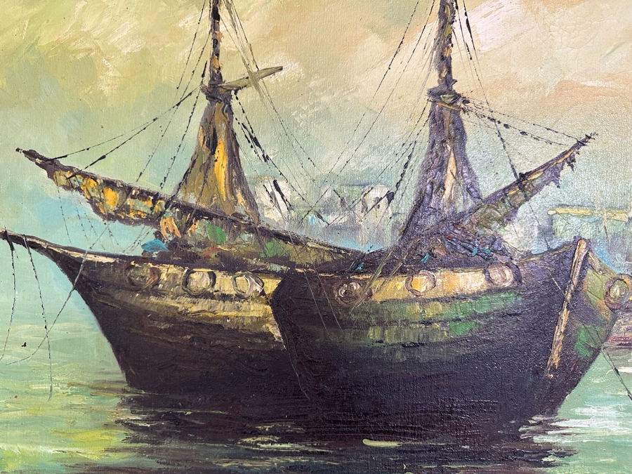 Original Mid-Century Oil Painting On Canvas 36 X 24 Framed 46 X 34 Signed Wilson [Photo 6]