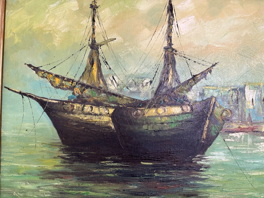 Original Mid-Century Oil Painting On Canvas 36 X 24 Framed 46 X 34 Signed Wilson [Photo 7]