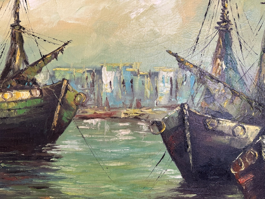 Original Mid-Century Oil Painting On Canvas 36 X 24 Framed 46 X 34 Signed Wilson [Photo 8]