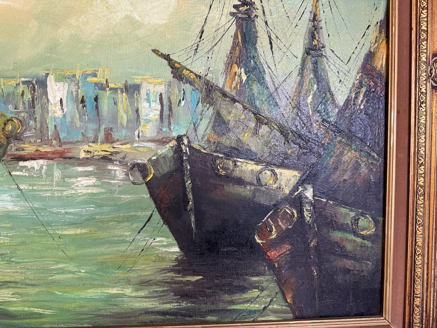 Original Mid-Century Oil Painting On Canvas 36 X 24 Framed 46 X 34 Signed Wilson [Photo 9]