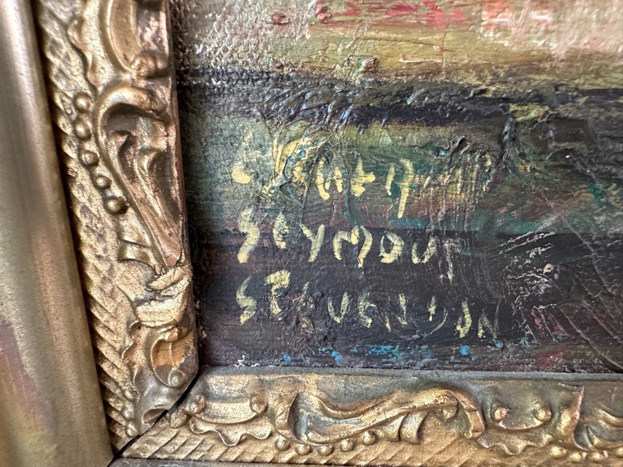 Esther Seymour-Stevenson Original Impasto Painting On Canvas Board 16 X 20 In Vintage Gilt Wooden Frame 20 X 27.5 [Photo 11]