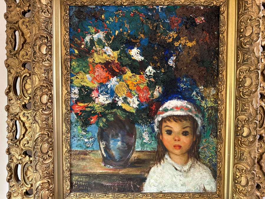Esther Seymour-Stevenson Original Impasto Painting On Canvas Board 16 X 20 In Vintage Gilt Wooden Frame 20 X 27.5 [Photo 5]