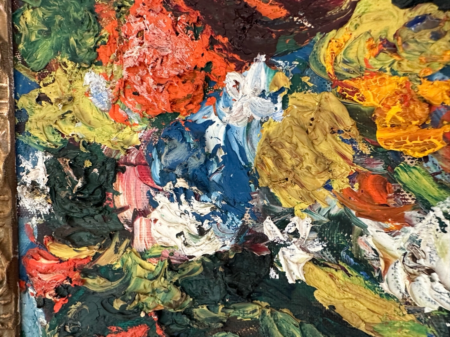 Esther Seymour-Stevenson Original Impasto Painting On Canvas Board 16 X 20 In Vintage Gilt Wooden Frame 20 X 27.5 [Photo 8]