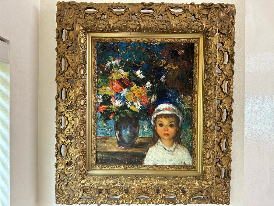 Esther Seymour-Stevenson Original Impasto Painting On Canvas Board 16 X 20 In Vintage Gilt Wooden Frame 20 X 27.5 [Photo 2]