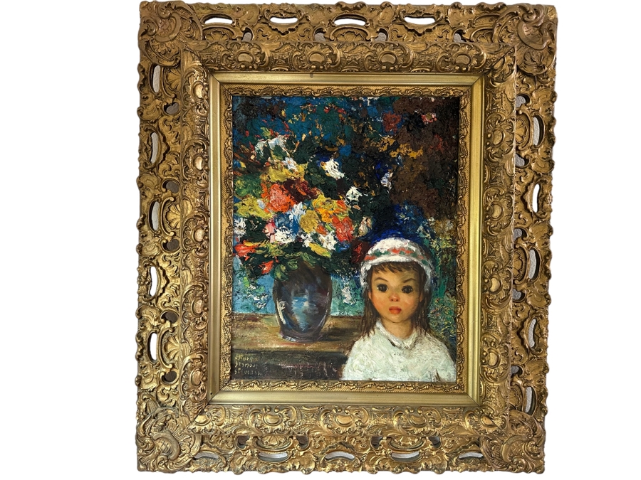 Esther Seymour-Stevenson Original Impasto Painting On Canvas Board 16 X 20 In Vintage Gilt Wooden Frame 20 X 27.5 [Photo 1]