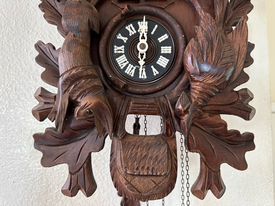 Vintage Wooden Cuckoo Clock With Thorens Movement Blue Danube Music Box