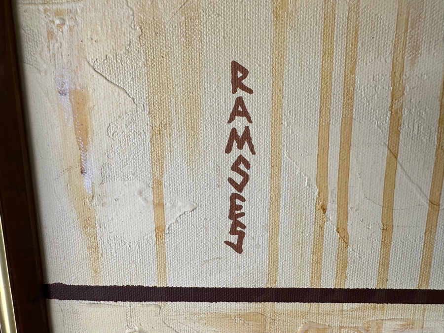 Original Egyptian Scene Painting On Canvas Signed Ramses 62W X 42H [Photo 11]