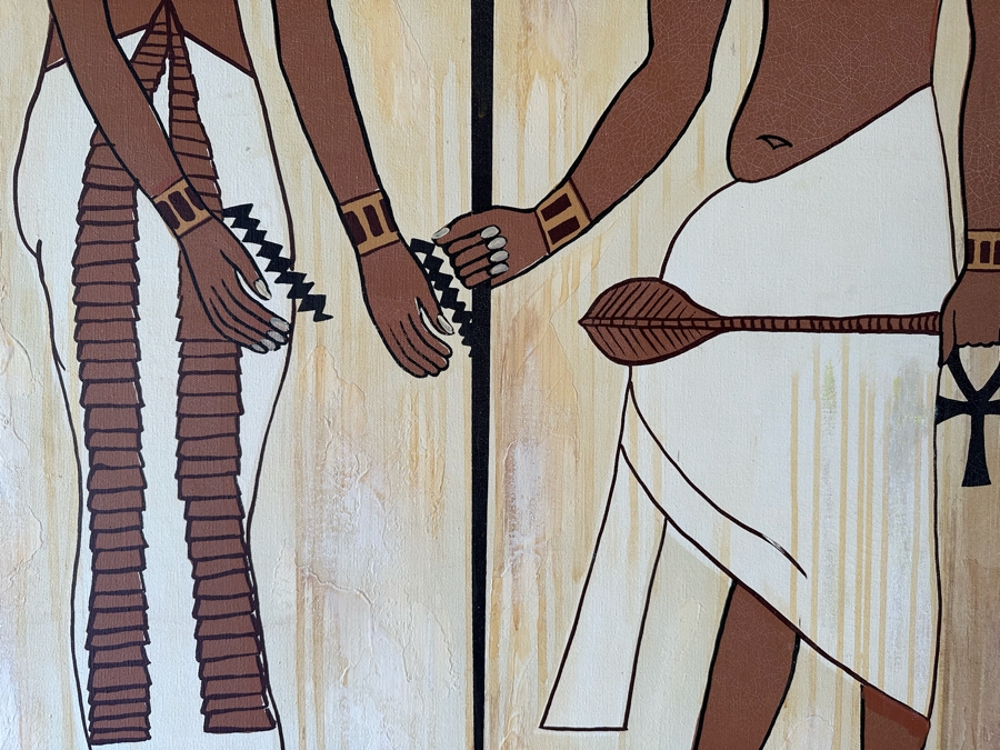 Original Egyptian Scene Painting On Canvas Signed Ramses 62W X 42H [Photo 10]