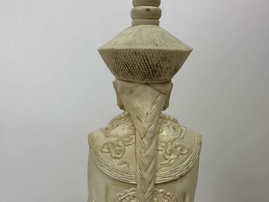 Faux Ivory Resign Chinese Emperor Figurine 13H [Photo 13]