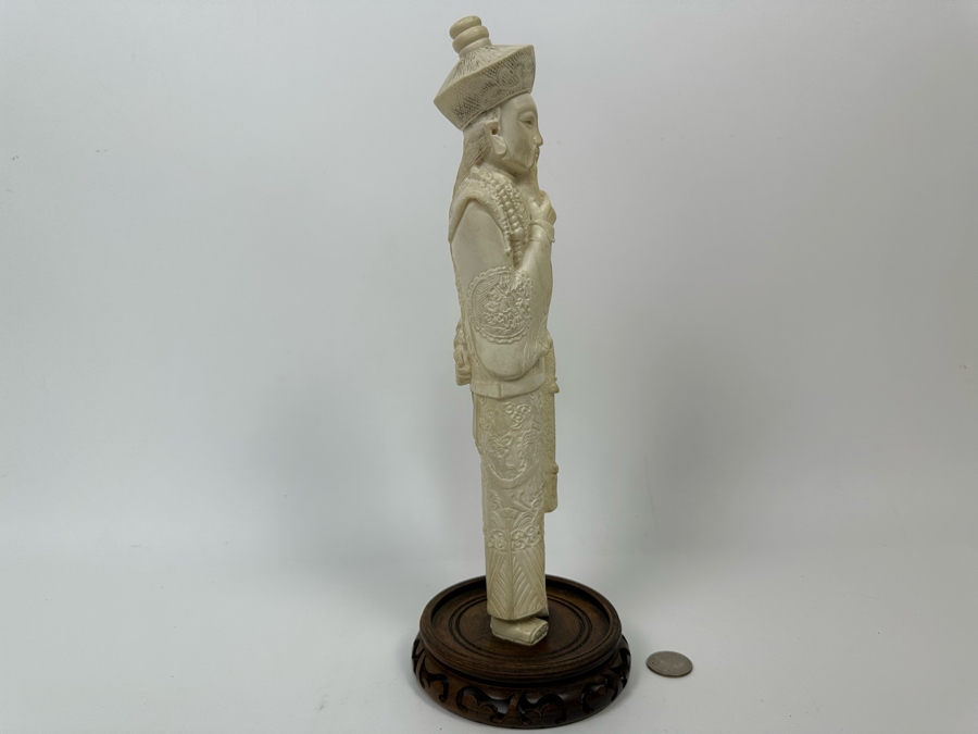 Faux Ivory Resign Chinese Emperor Figurine 13H [Photo 10]