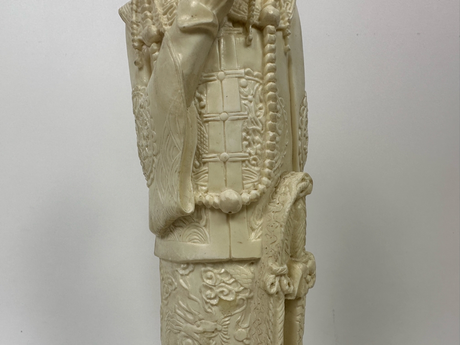 Faux Ivory Resign Chinese Emperor Figurine 13H [Photo 7]