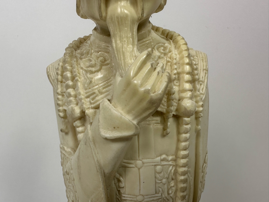 Faux Ivory Resign Chinese Emperor Figurine 13H [Photo 6]