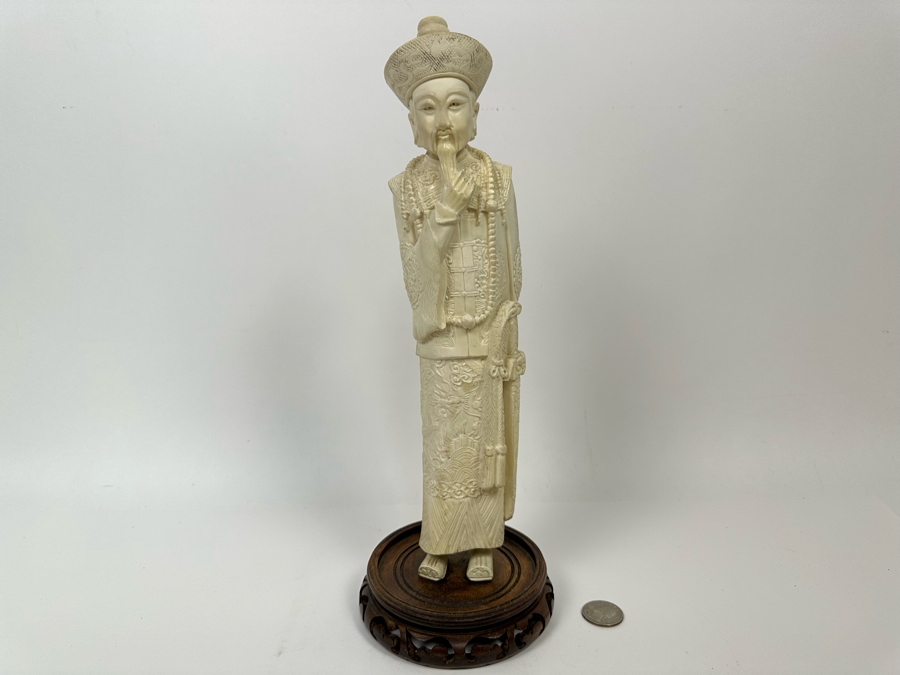 Faux Ivory Resign Chinese Emperor Figurine 13H [Photo 2]