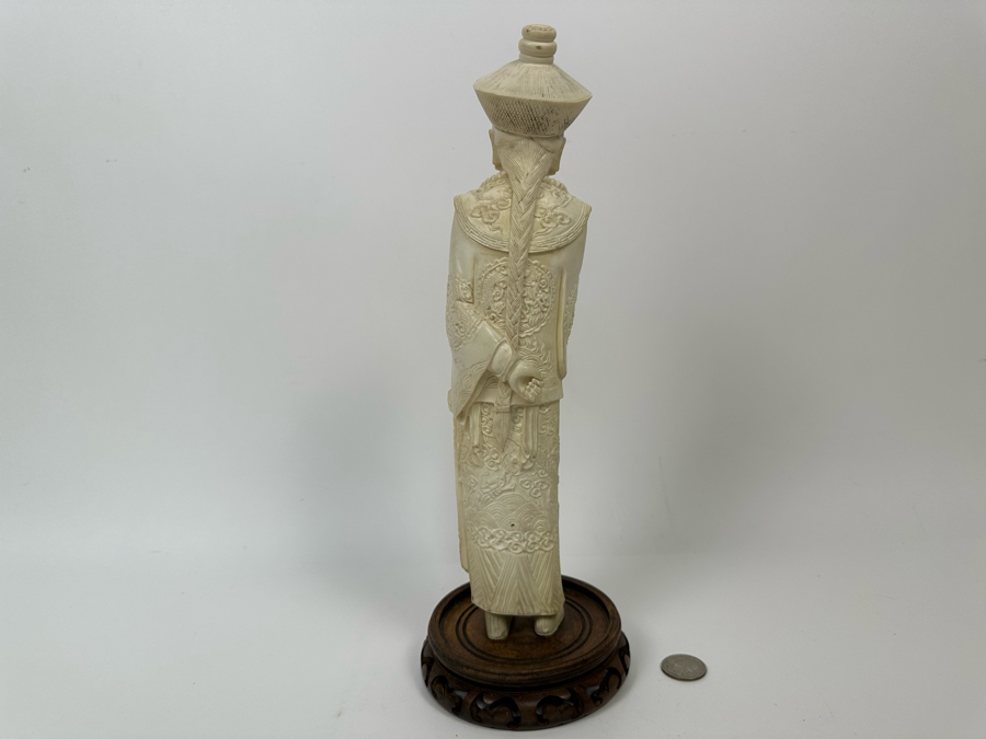 Faux Ivory Resign Chinese Emperor Figurine 13H [Photo 11]