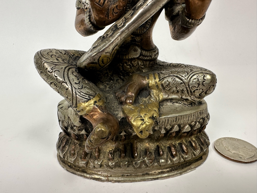 Saraswati Brass Statue 6H [Photo 4]