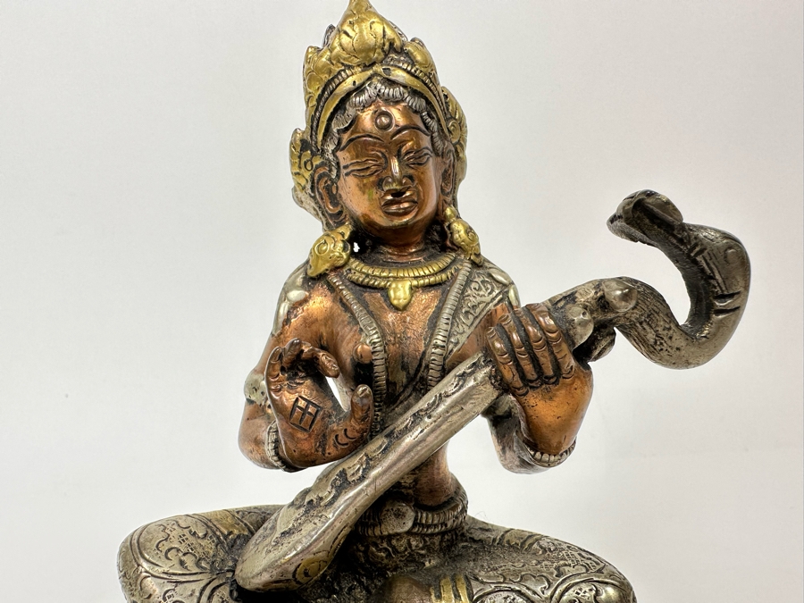 Saraswati Brass Statue 6H [Photo 5]