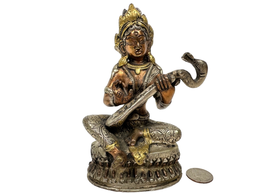 Saraswati Brass Statue 6H