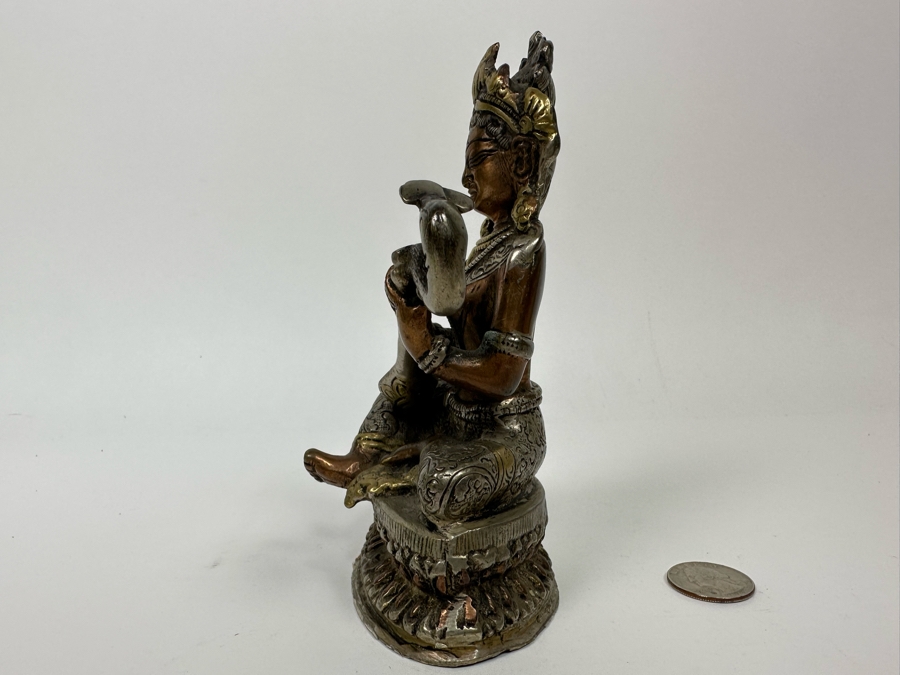 Saraswati Brass Statue 6H [Photo 9]