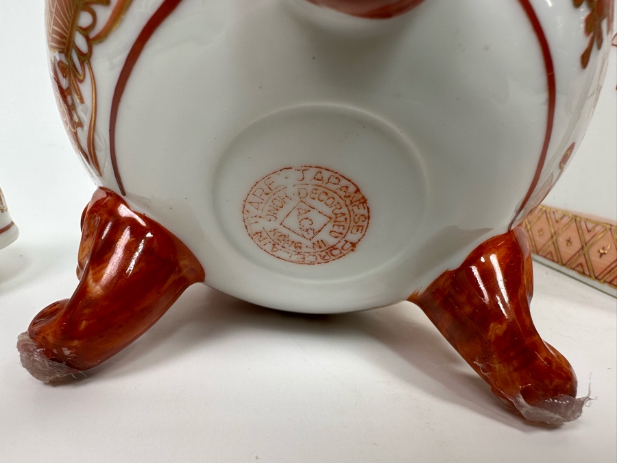 Vintage Japanese Foo Dog Incense Burner 6H And Japanse Hand Painted Porcelain Vase 14H [Photo 6]