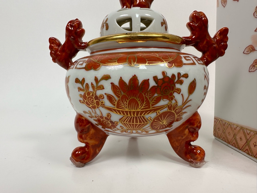 Vintage Japanese Foo Dog Incense Burner 6H And Japanse Hand Painted Porcelain Vase 14H [Photo 5]