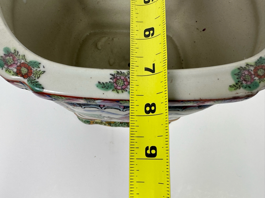 Vintage Chinese Hand Painted Porcelain Planter With Stand 10W X 8D X 9H [Photo 13]