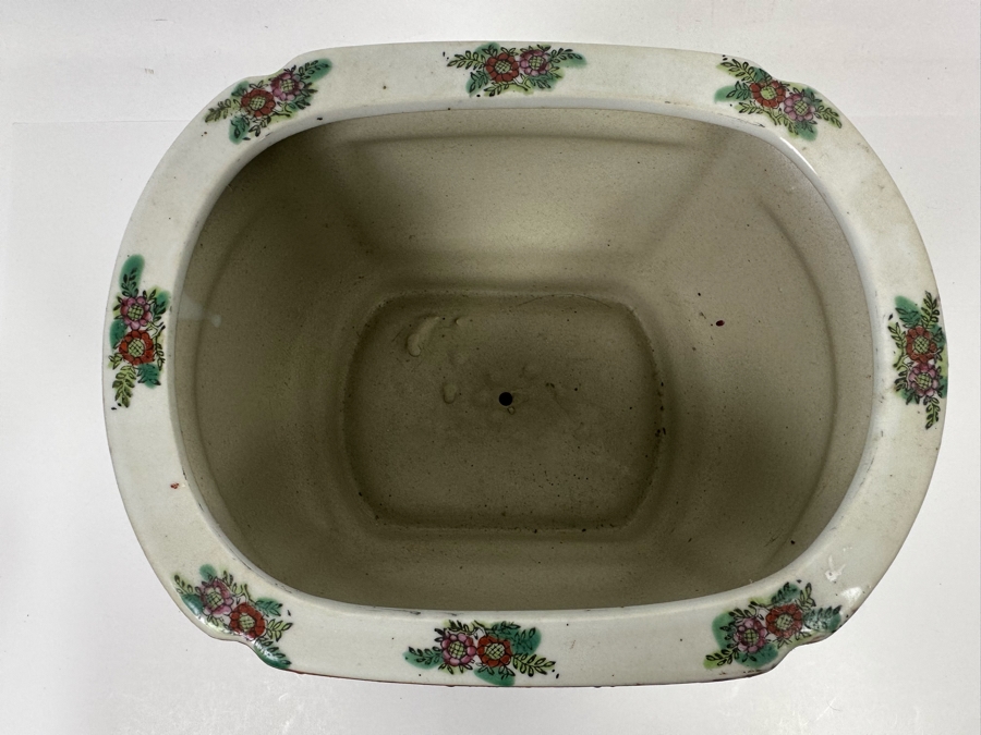 Vintage Chinese Hand Painted Porcelain Planter With Stand 10W X 8D X 9H [Photo 11]