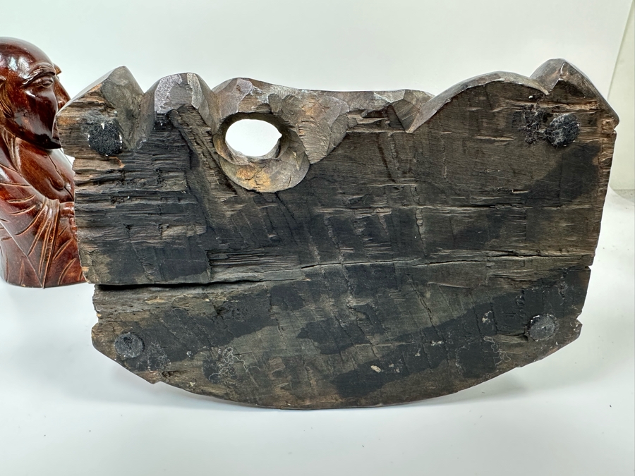 Pair Of Vintage Chinese Carved Wooden Buddha Figurines 7.5H And 17.5H [Photo 15]