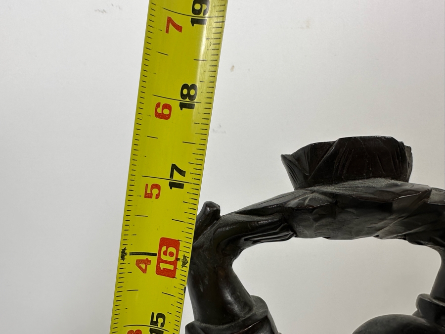 Pair Of Vintage Chinese Carved Wooden Buddha Figurines 7.5H And 17.5H [Photo 19]