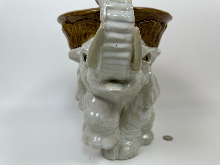 Glazed Ceramic Majolica Lucky Elephant Key Dish 13W X 7D X 14H [Photo 11]