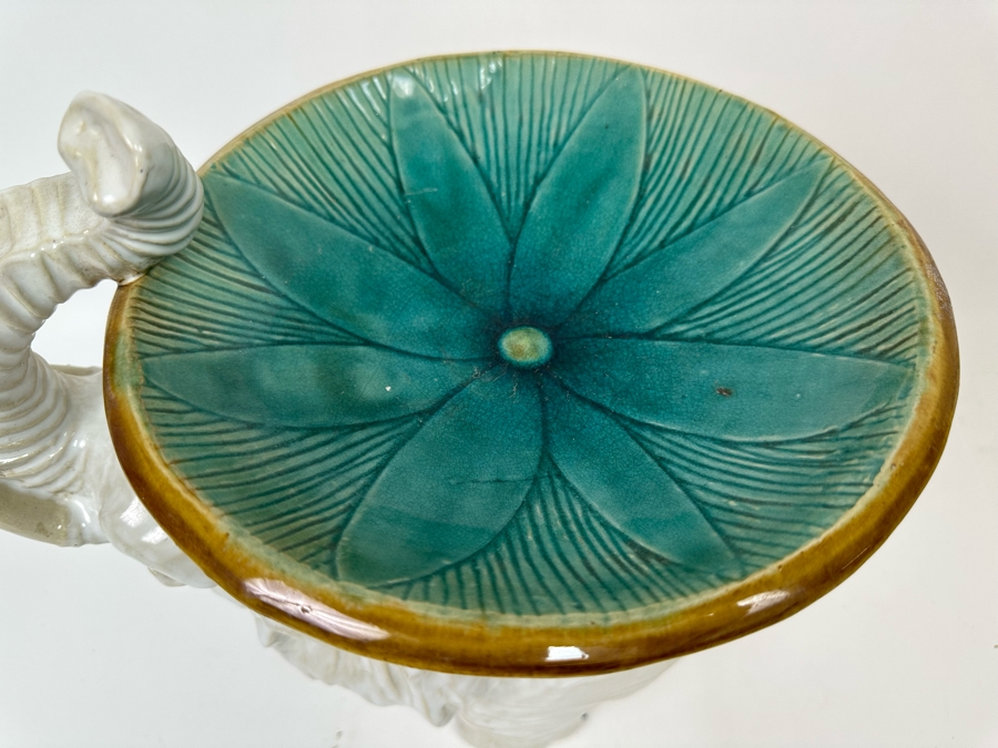 Glazed Ceramic Majolica Lucky Elephant Key Dish 13W X 7D X 14H [Photo 8]