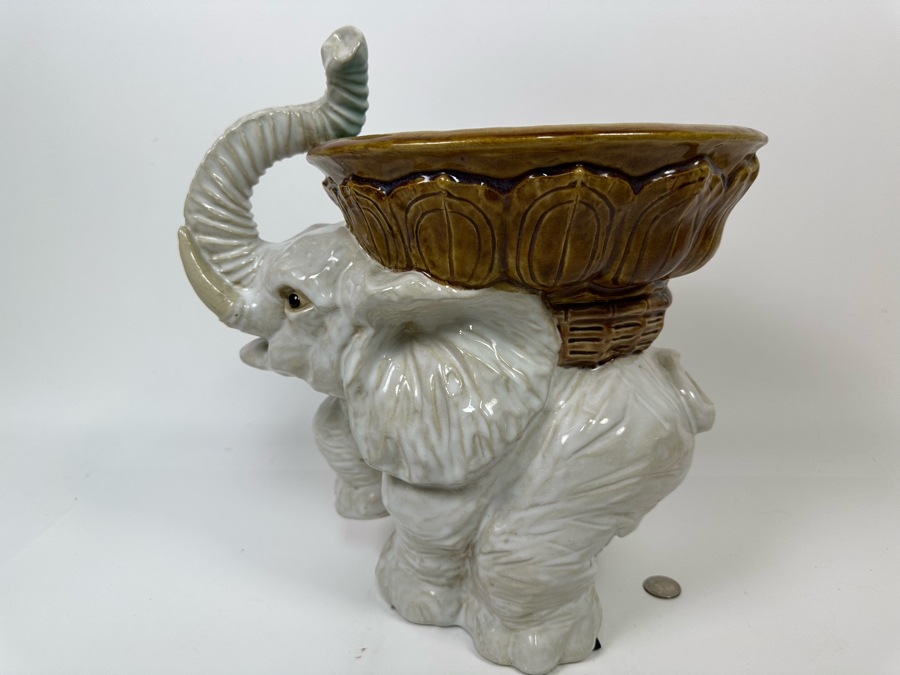 Glazed Ceramic Majolica Lucky Elephant Key Dish 13W X 7D X 14H [Photo 4]