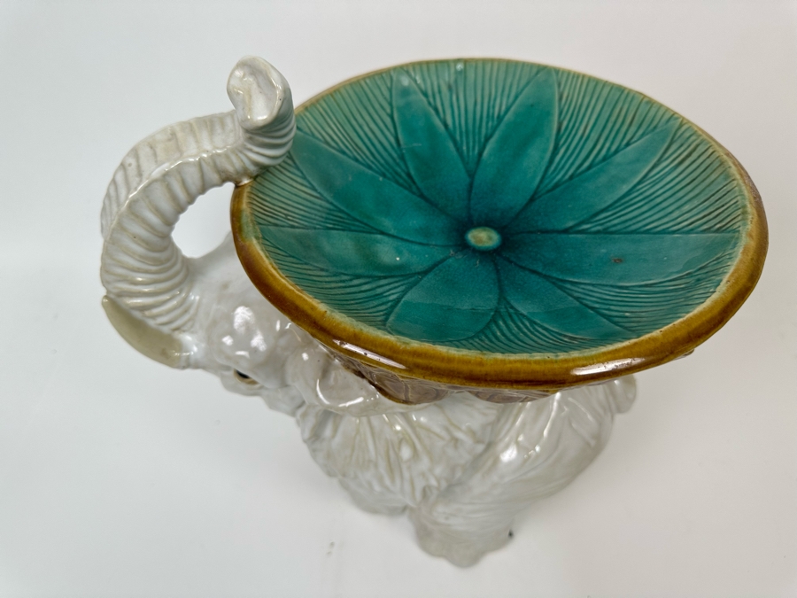 Glazed Ceramic Majolica Lucky Elephant Key Dish 13W X 7D X 14H [Photo 7]