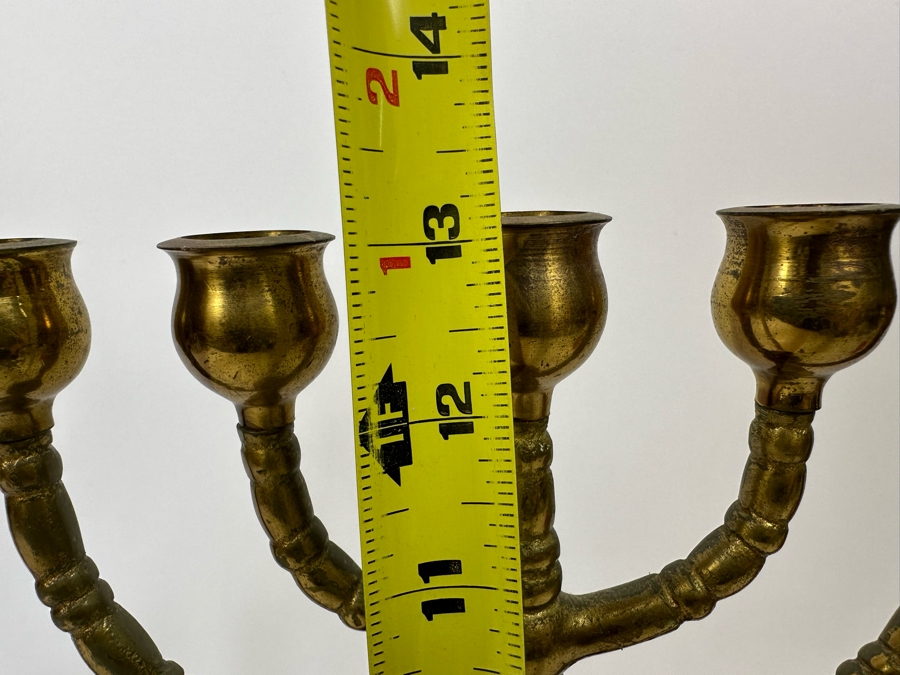 Heavy Solid Brass Menorah 13W X 13H [Photo 8]