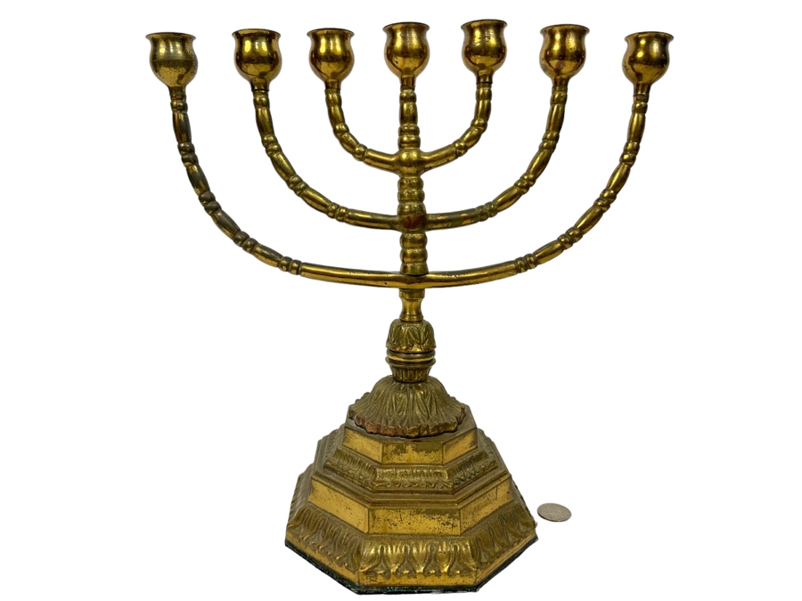 Heavy Solid Brass Menorah 13W X 13H
