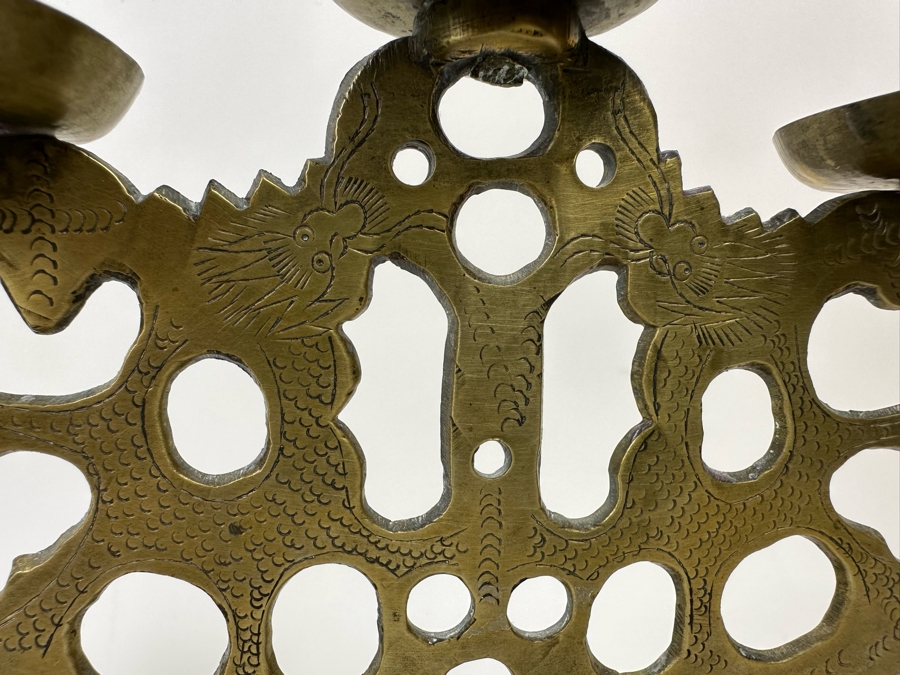 Vintage Brass Candleholder, Egyptian Design Metal Candleholder And Chinese Brass Candleholder [Photo 7]