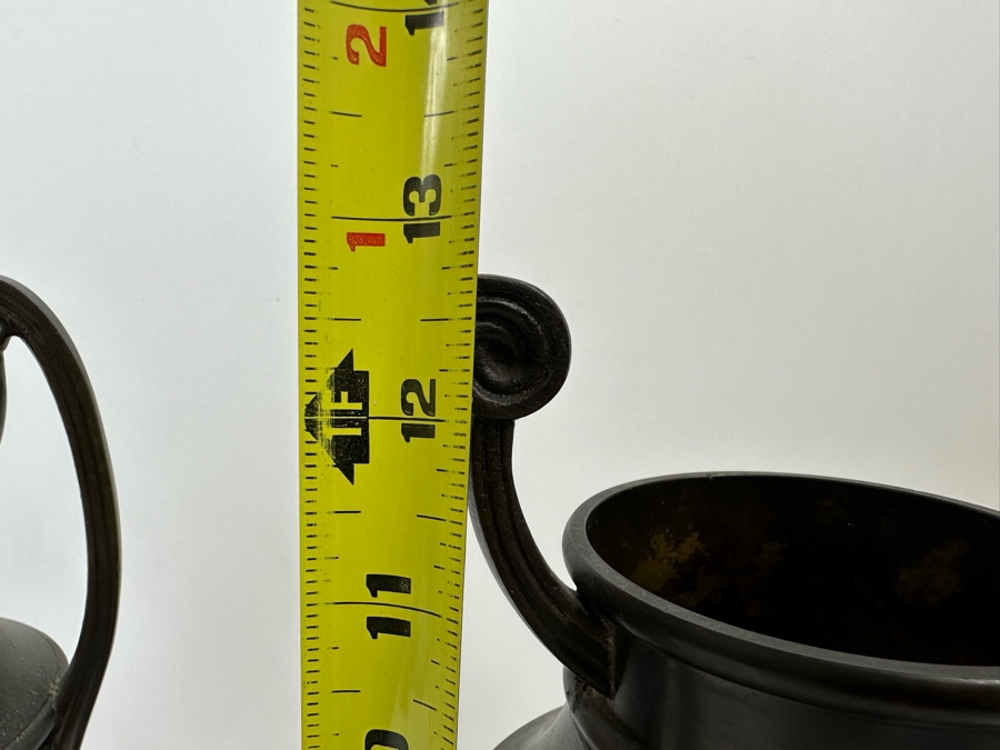 Pair Of Decorative Metal Urns From India 12.5H [Photo 6]