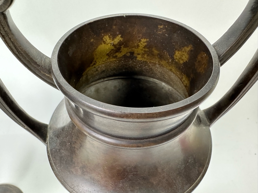 Pair Of Decorative Metal Urns From India 12.5H [Photo 4]