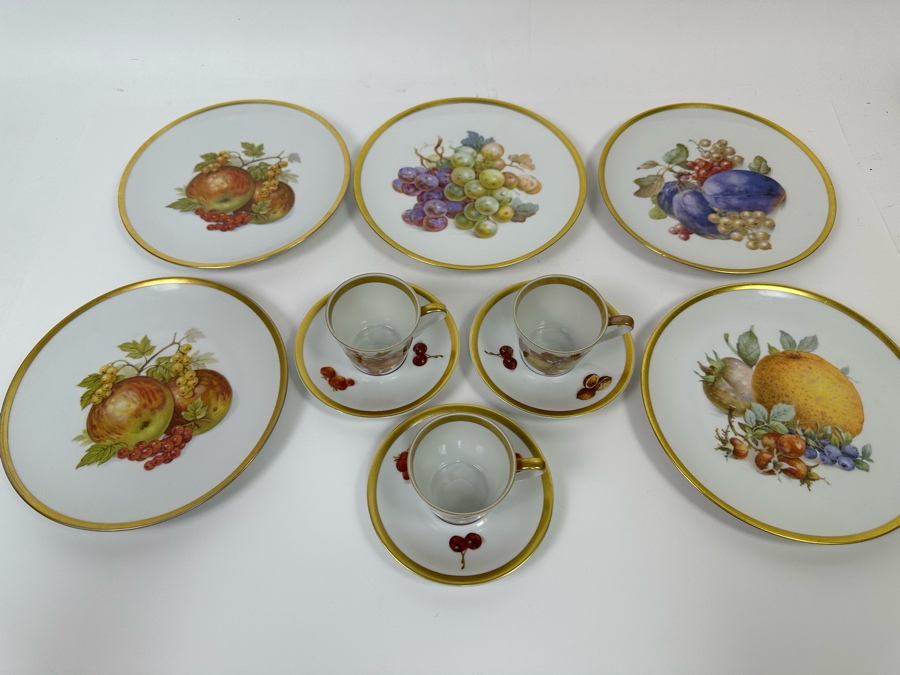 (5) Golden Crown E&R PMR Bavaria Germany Fruit Plates 7.5R And (3) Demitasse Cups And Saucers [Photo 6]