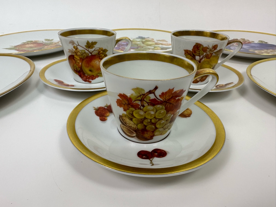 (5) Golden Crown E&R PMR Bavaria Germany Fruit Plates 7.5R And (3) Demitasse Cups And Saucers [Photo 5]