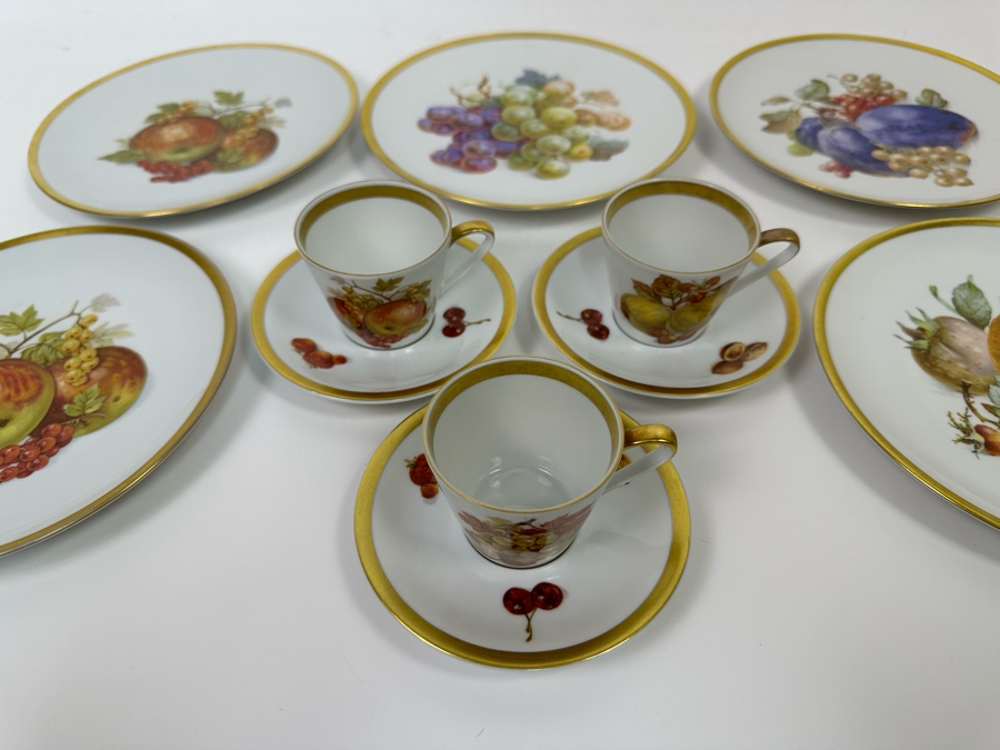 (5) Golden Crown E&R PMR Bavaria Germany Fruit Plates 7.5R And (3