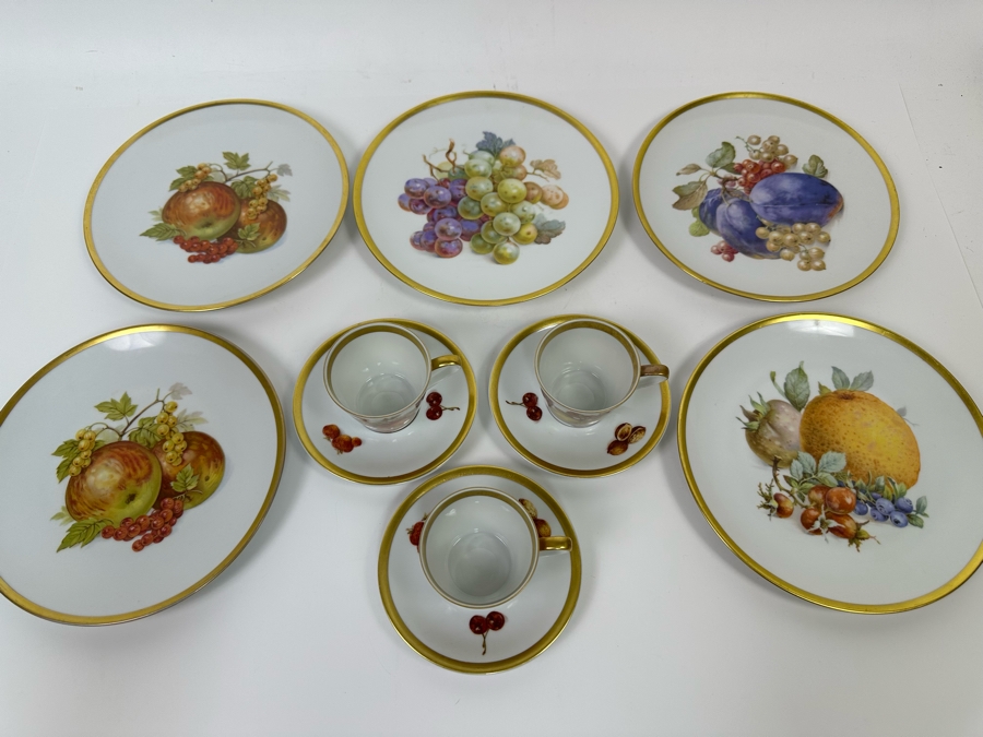 (5) Golden Crown E&R PMR Bavaria Germany Fruit Plates 7.5R And (3) Demitasse Cups And Saucers [Photo 3]