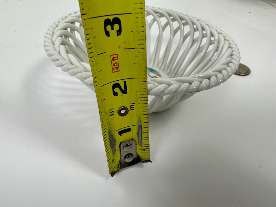Herend Hungary Hand Painted Openwork Weave Basket Porcelain Dish 5W X 1.5H [Photo 8]
