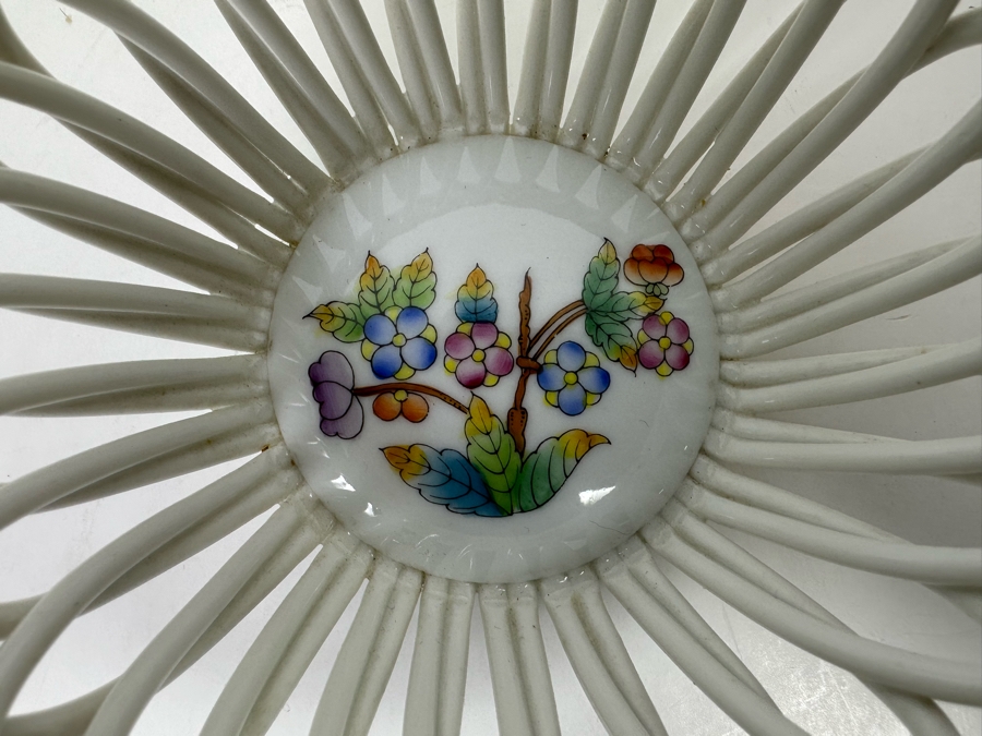 Herend Hungary Hand Painted Openwork Weave Basket Porcelain Dish 5W X 1.5H [Photo 4]