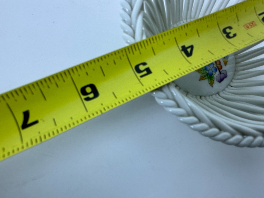 Herend Hungary Hand Painted Openwork Weave Basket Porcelain Dish 5W X 1.5H [Photo 7]