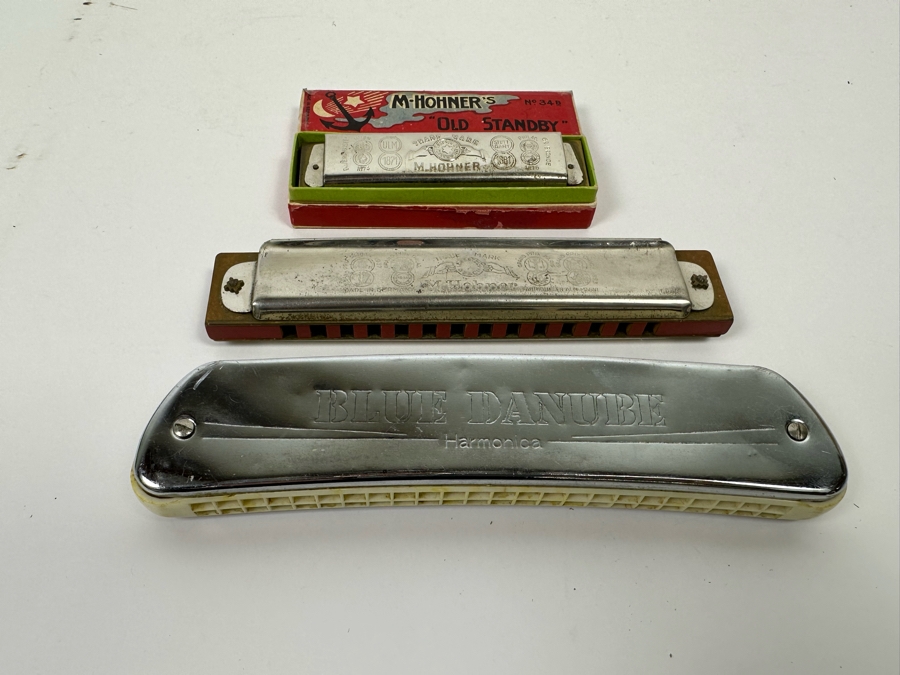 M. Hohner Old Standy Harmonica With Original Box, M. Hohner Marine Band Harmonica And Blue Danube Harmonica [Photo 7]
