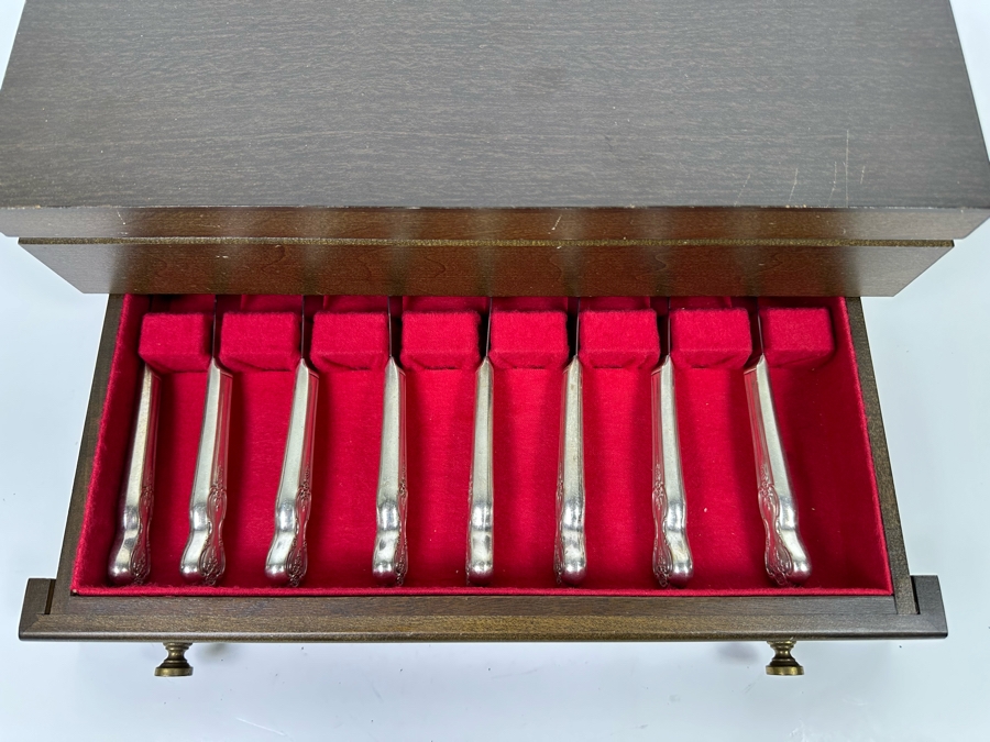 Silverplate Flatware Set With Wooden Storage Box 15W X 11D X 5H [Photo 8]