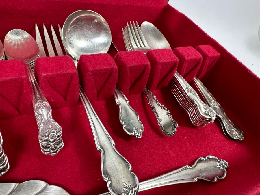 Silverplate Flatware Set With Wooden Storage Box 15W X 11D X 5H [Photo 7]